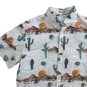 Cactus Man Ricky Singh Mens Large Slim Fit Desert Cactus Print Cotton Shirt L